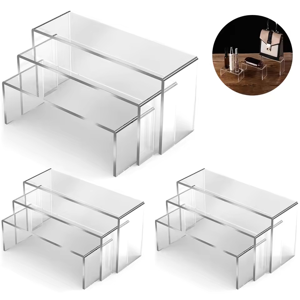 Display Risers Set - 3/6/9/12Pc Acrilico Trasparente Espositore Borsa Cosmetica